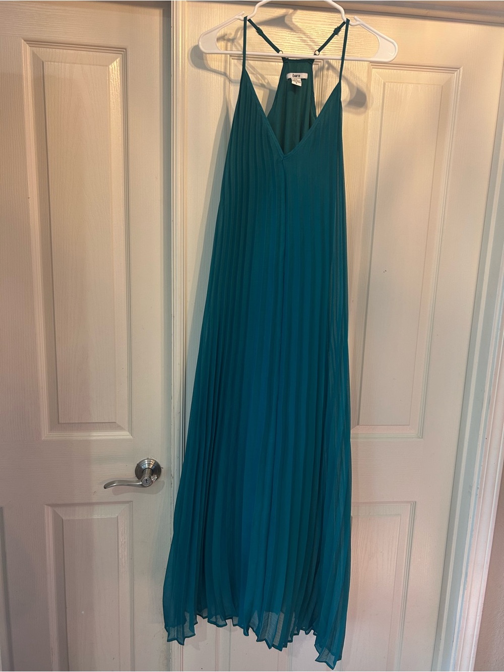 Bar III green Pleated Maxi Dress with V-Neck